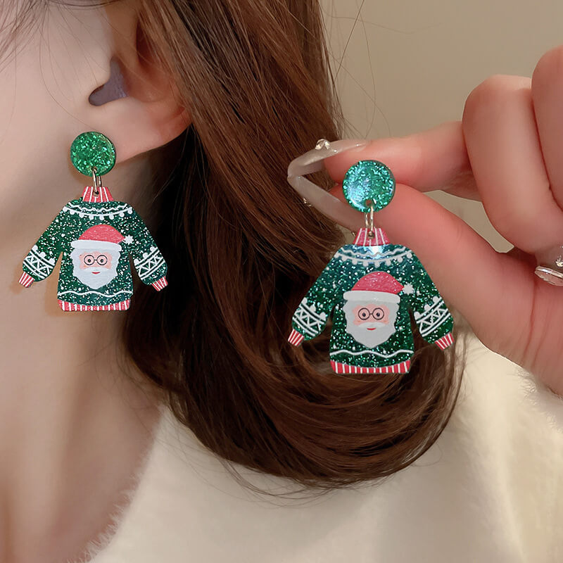 FEELIVE Oversized Style Christmas Sweater Series Drop Earrings