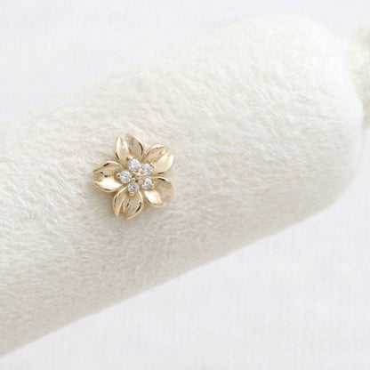 Cherry Blossom Zircon Light Gold Vermeil Nap Earring