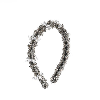 Ice Orchid Gray Synthetic Crystals Beaded Headband - Feelive