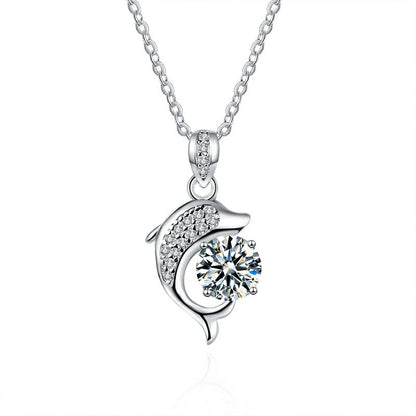 FEELIVE Elegant Dolphin Love Moissanite Zircon Necklace