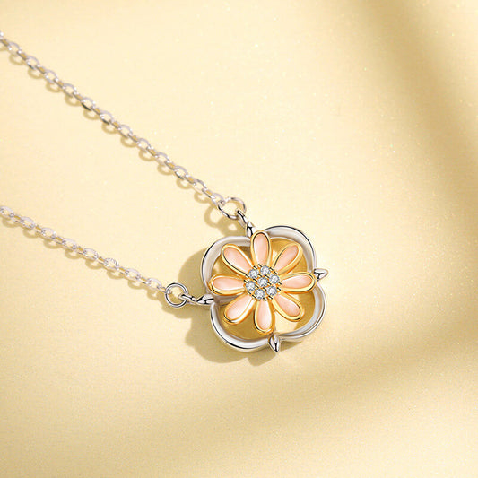 FEELIVE Creative Spinning Orange Pink Daisy Necklace