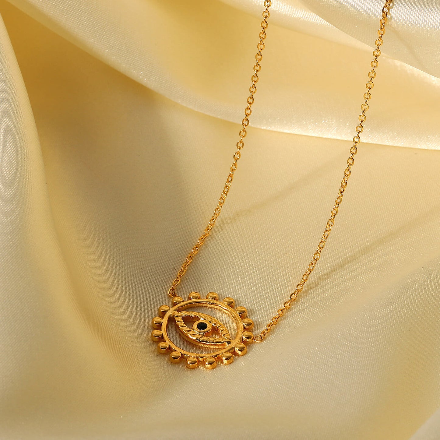 FEELIVE Vintage Devil's Eye and Sun Gold Plated Necklace