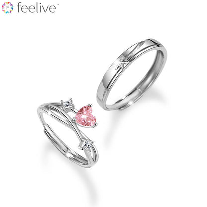 Love of Shooting Star Zirconia Couple Rings in Sterling Silver - Feelive