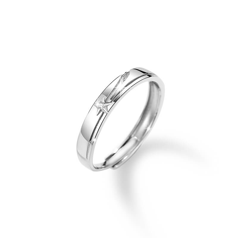 Love of Shooting Star Zirconia Couple Rings in Sterling Silver man ring