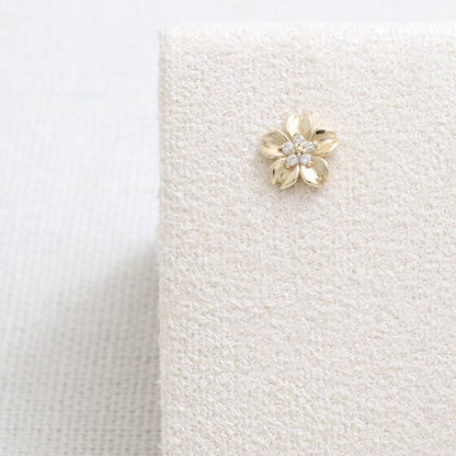 Cherry Blossom Zircon Light Gold Vermeil Nap Earring