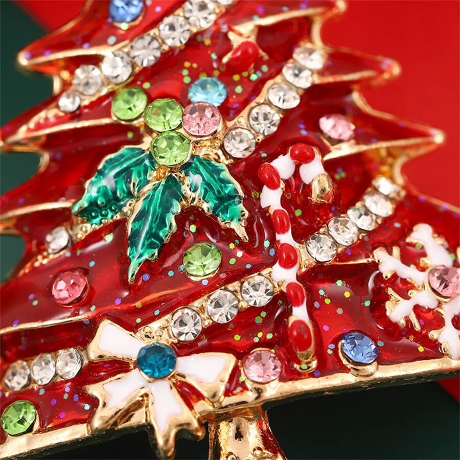 FEELIVE Sparkling Christmas Tree Zircon Enamel Brooch