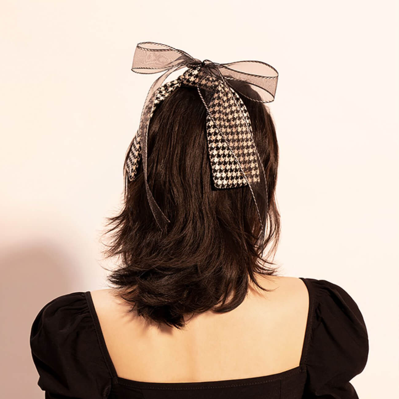 Organza Houndstooth Bow-knot Hair Clip model