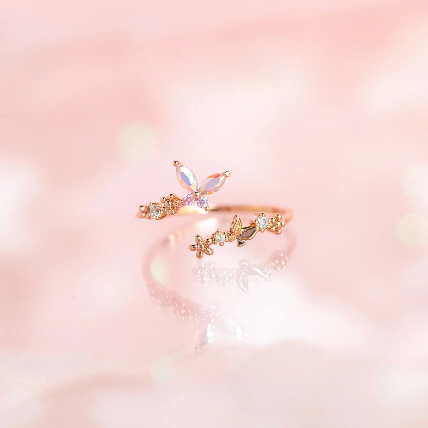 FEELIVE Sweet and Dreamy Butterfly Garden Zircon Ring