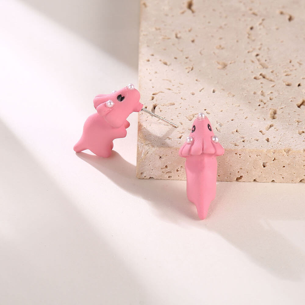 FEELIVE Cartoon Animal Biting Polymer Clay Stud Earring