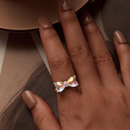 Dreamy Pink Bow-knot Gem Ring in Sterling Silver model