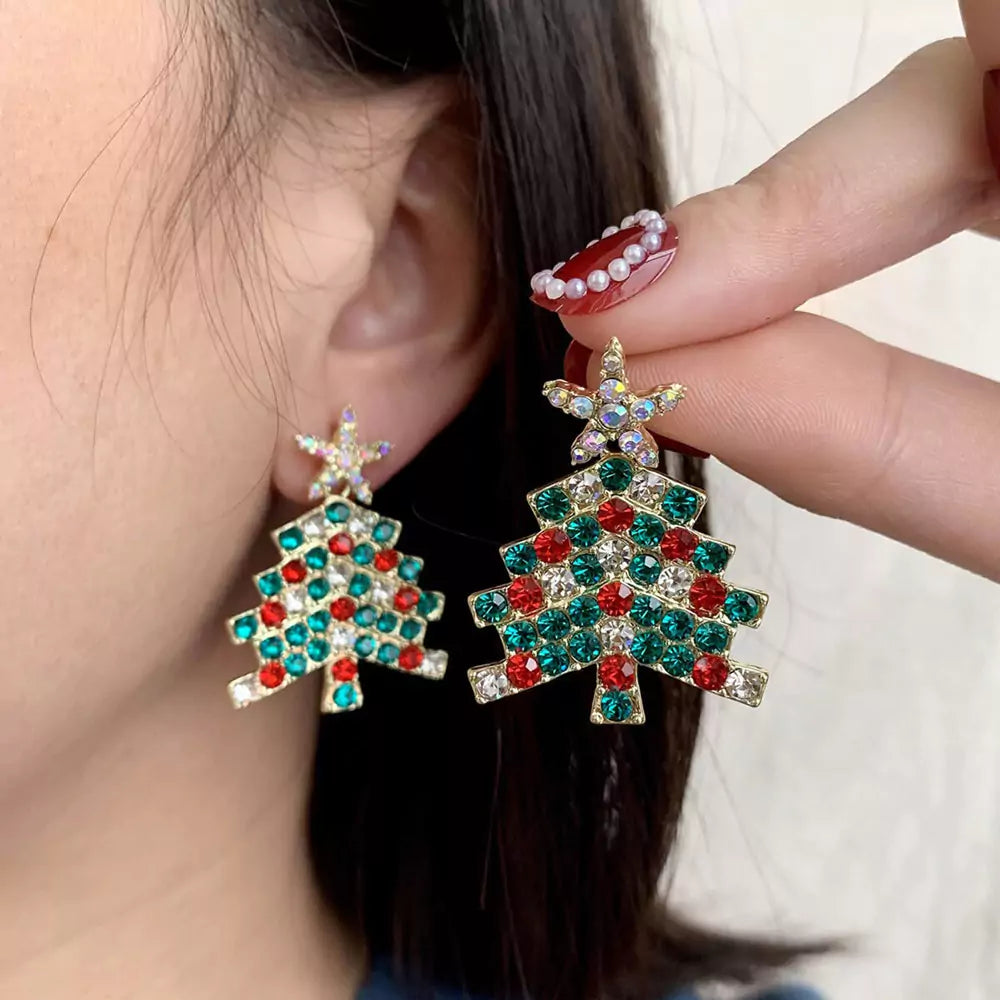 FEELIVE Christmas Sale - Sparkling Christmas Tree Zircon Drop Earrings 🎄