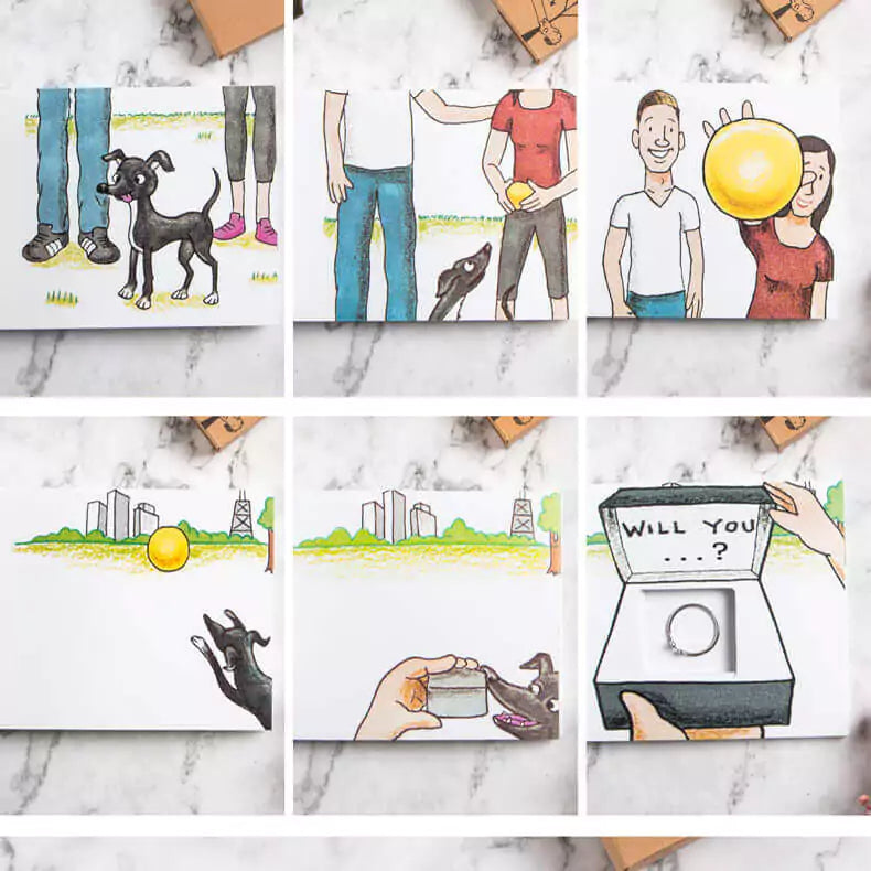 Creative Proposal Cartoon Flip Book with Hidden Ring for Surprise