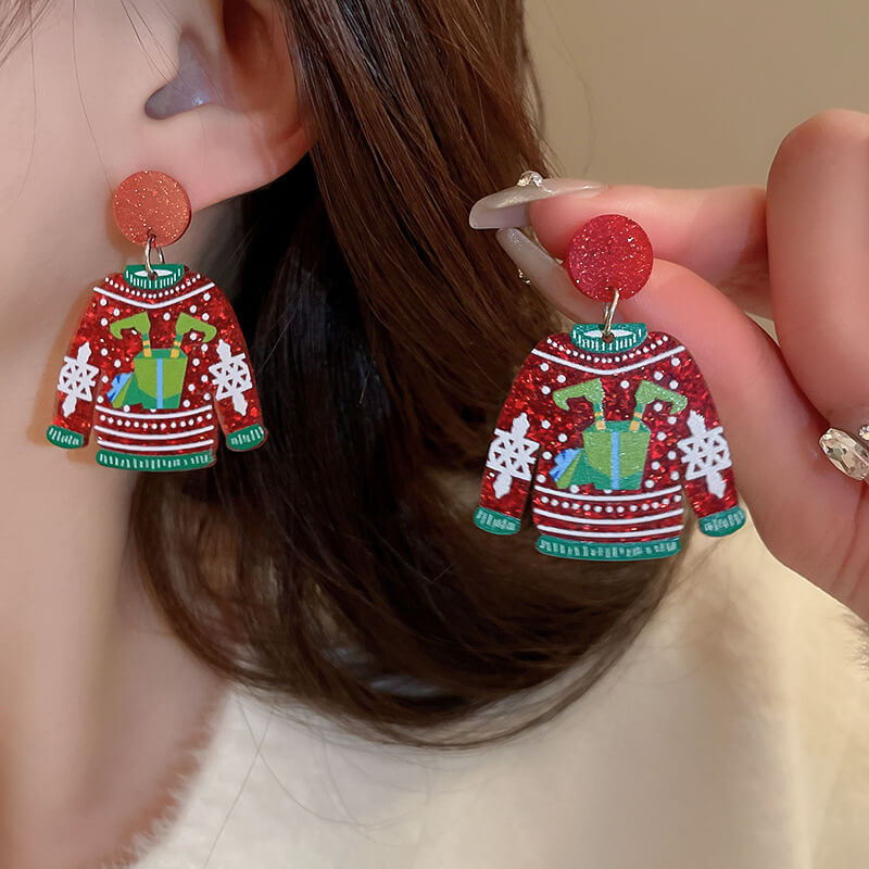 FEELIVE Oversized Style Christmas Sweater Series Drop Earrings