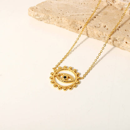 FEELIVE Vintage Devil's Eye and Sun Gold Plated Necklace