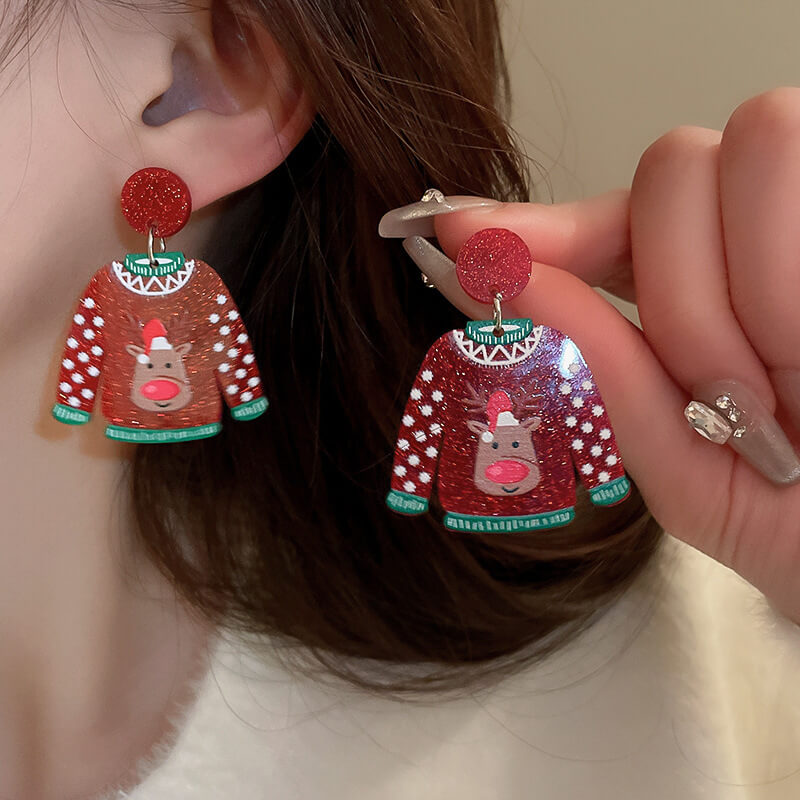 FEELIVE Oversized Style Christmas Sweater Series Drop Earrings