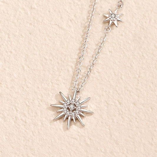 FEELIVE Eight-pointed Star Zircon Sterling Silver Necklace