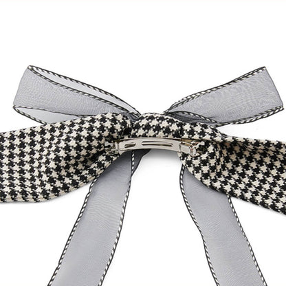 Organza Houndstooth Bow-knot Hair Clip back