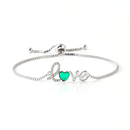 Love Pendant Lab Created Emerald Bracelet in Sterling Silver - Feelive