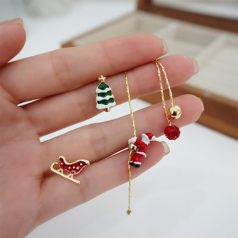 FEELIVE Creative Asymmetrical Design Slideable Christmas Series Earrings