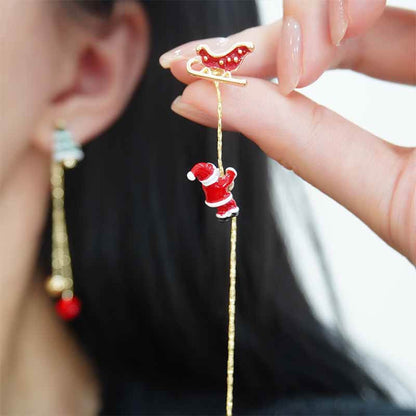 FEELIVE Creative Asymmetrical Design Slideable Christmas Series Earrings