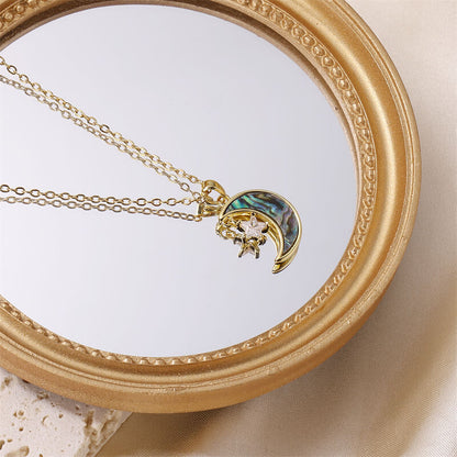 FEELIVE Fantasy Shell Pearl Moon Star Gold Plated Necklace