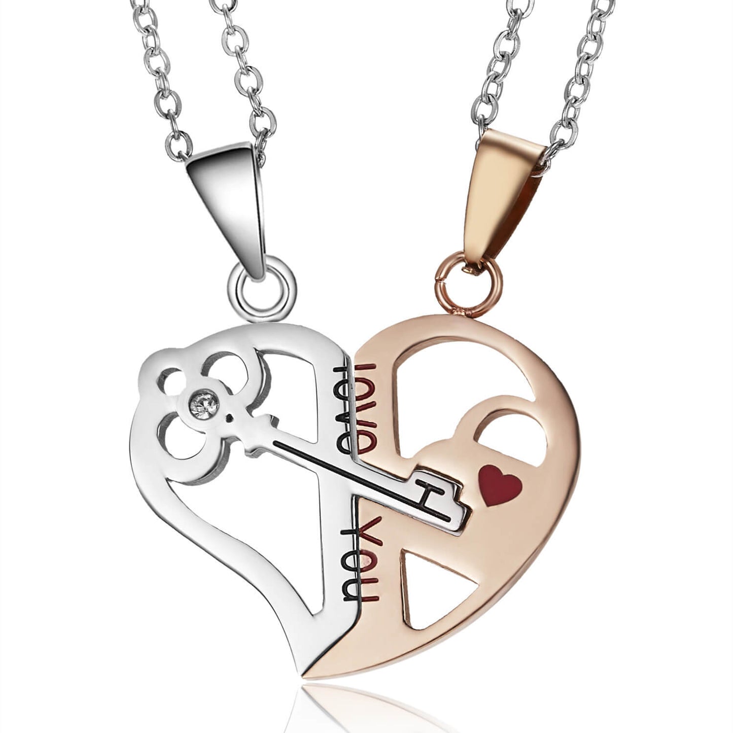 FEELIVE Key and Lock Matching Heart Pendant Couple Necklaces