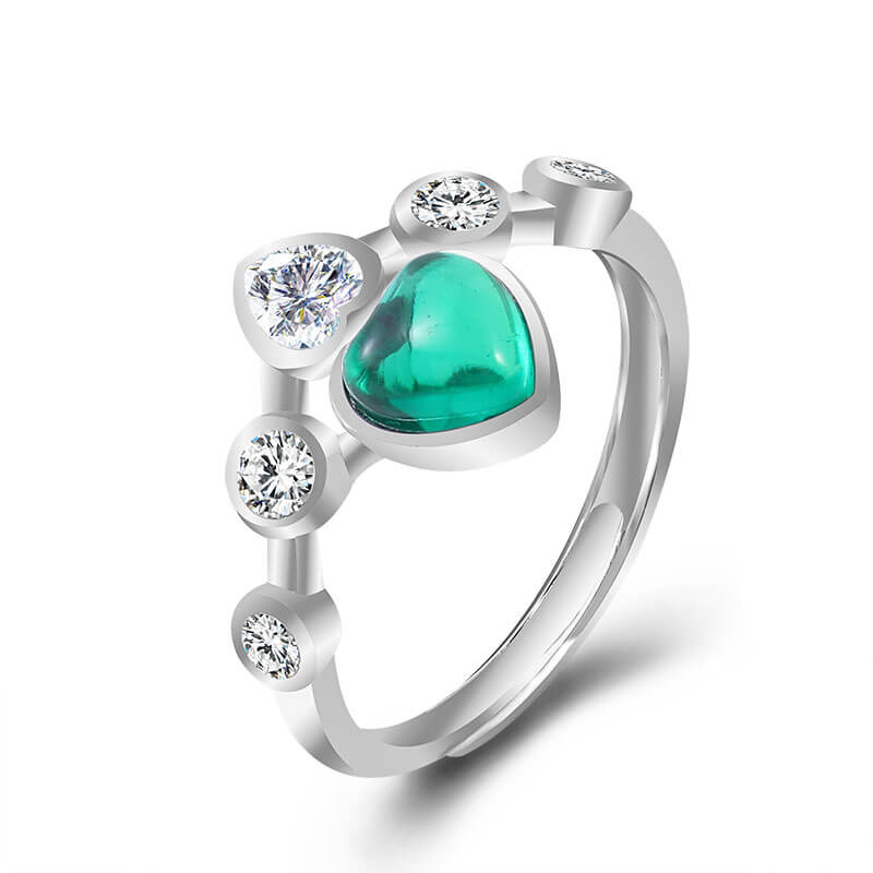 Elegant Love Lab Created Emerald Ring in Sterling Silver - Feelive