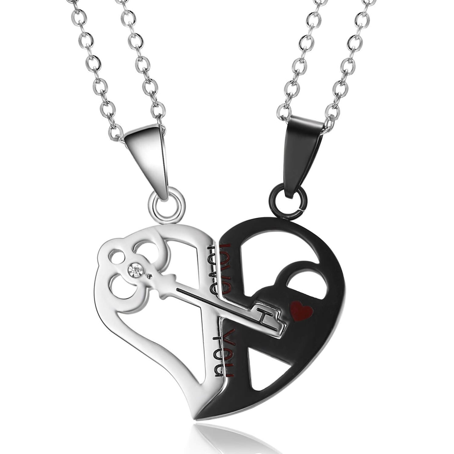 FEELIVE Key and Lock Matching Heart Pendant Couple Necklaces