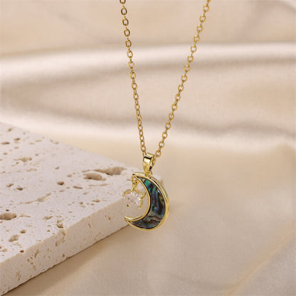 FEELIVE Fantasy Shell Pearl Moon Star Gold Plated Necklace