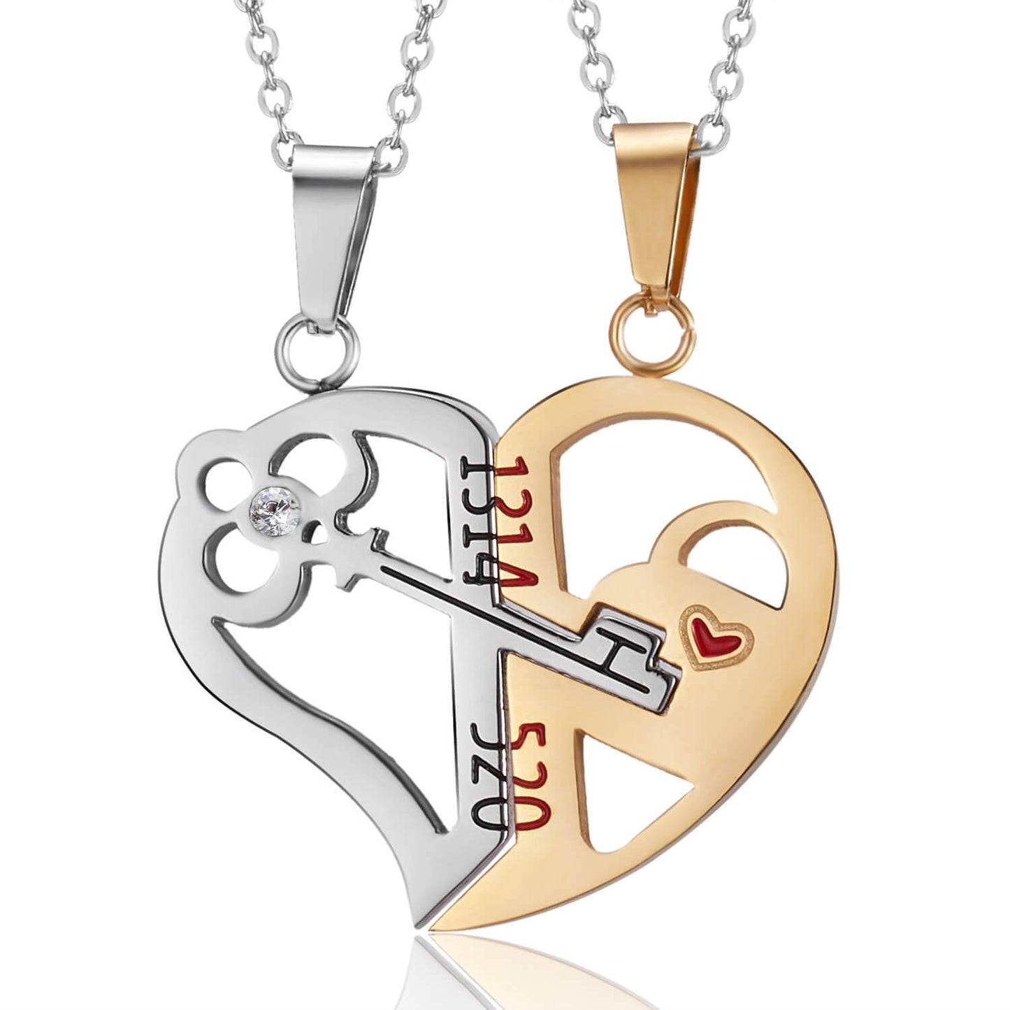 FEELIVE Key and Lock Matching Heart Pendant Couple Necklaces