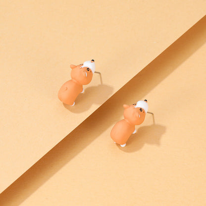 FEELIVE Cartoon Animal Biting Polymer Clay Stud Earring