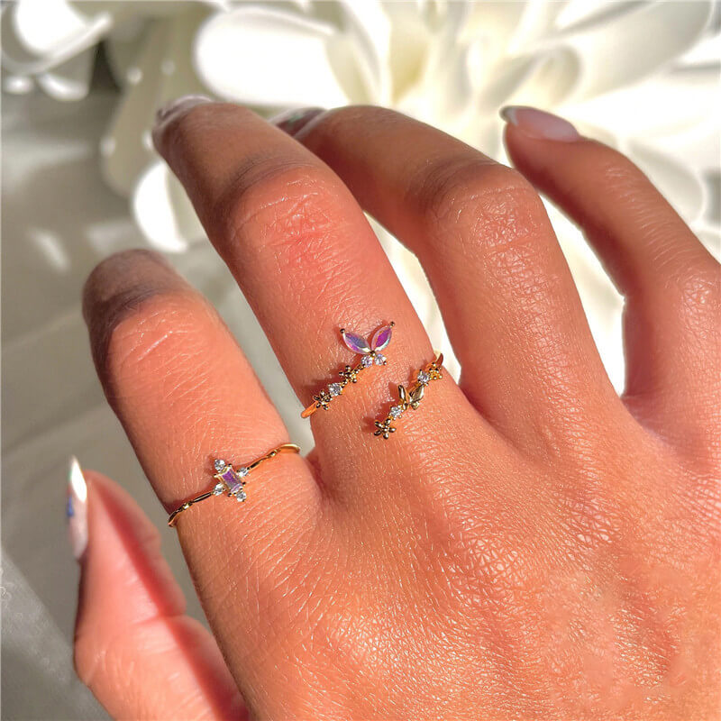 FEELIVE Sweet and Dreamy Butterfly Garden Zircon Ring