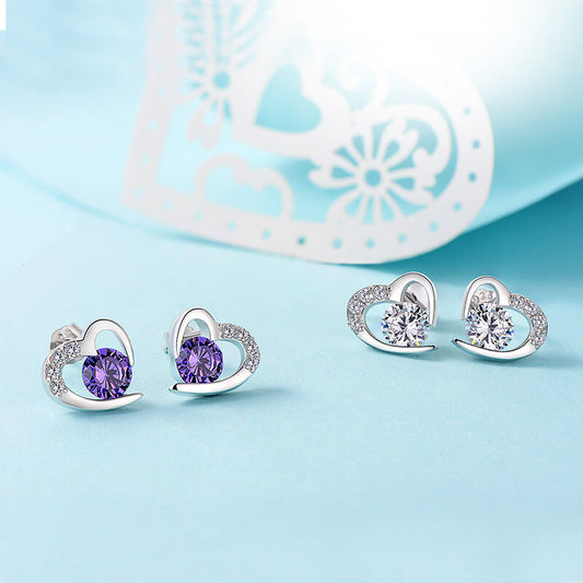 FEELIVE Sweet Girl Sparkling Heart Zircon Earrings