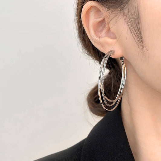 FEELIVE Minimalistic Style Multi-layered Large Hoop Earrings