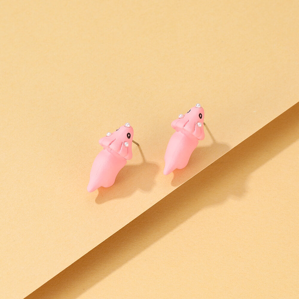 FEELIVE Cartoon Animal Biting Polymer Clay Stud Earring