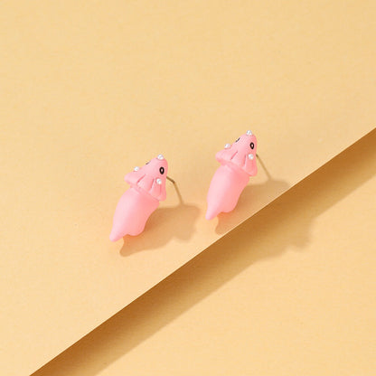 FEELIVE Cartoon Animal Biting Polymer Clay Stud Earring