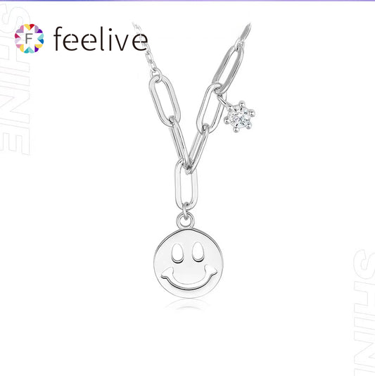 FEELIVE S925 Silver Smiley Necklace