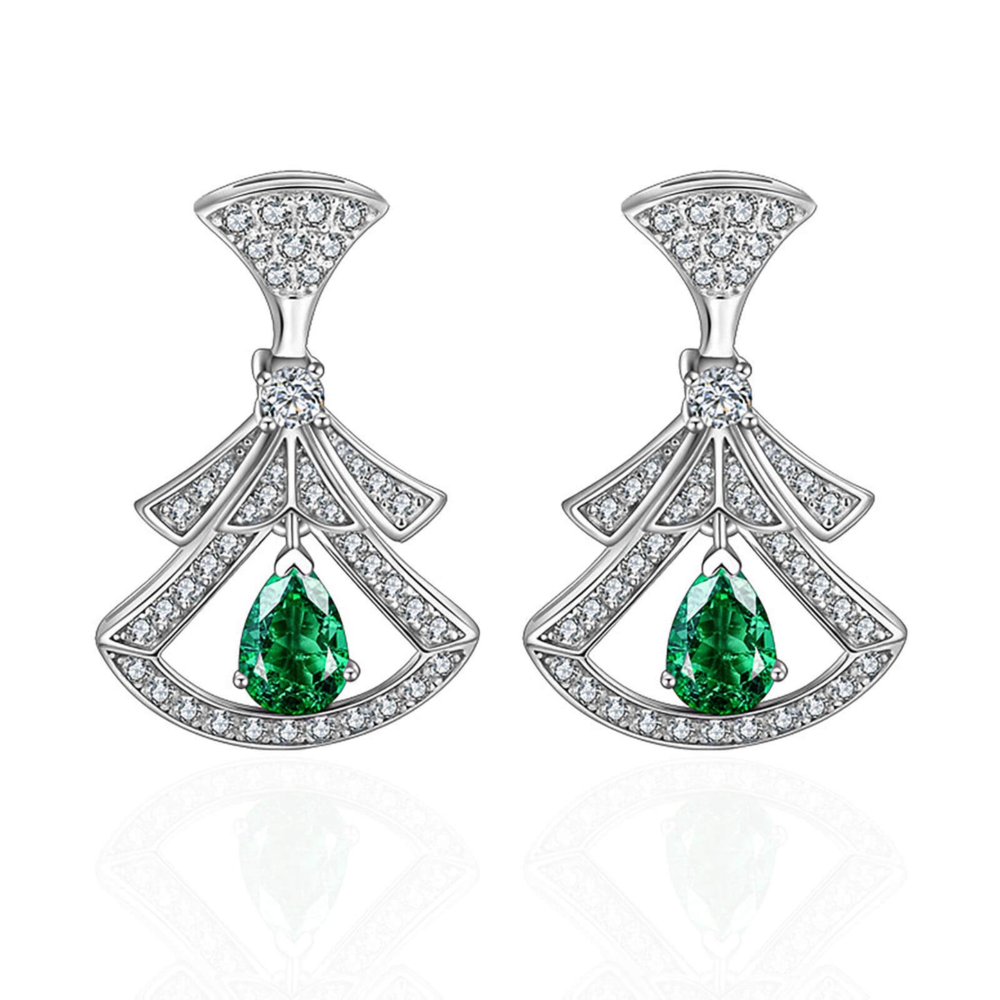 Dance Dress Lab Created Emerald Earrings in Sterling Silver - Feelive