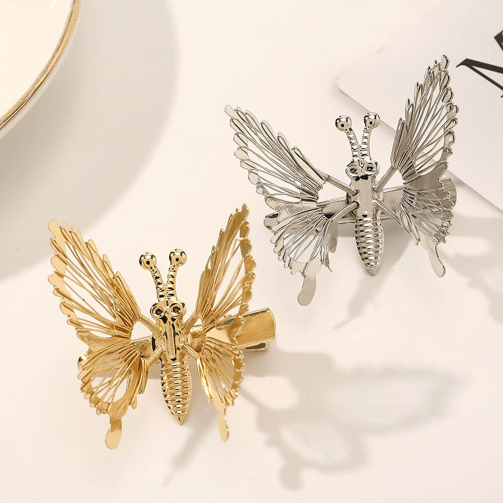 Movable Wings Butterfly Beaded Tassel Hair Clip in Alloy