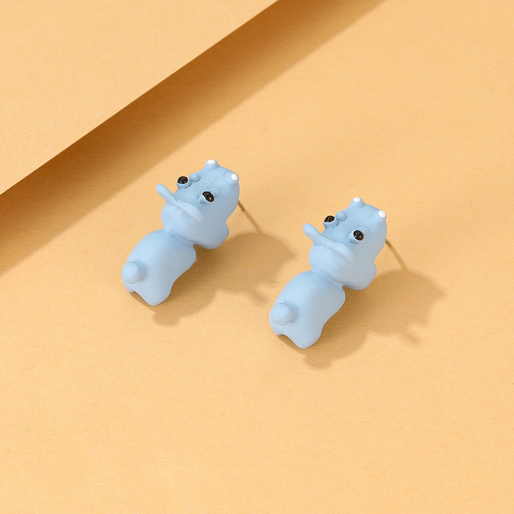 FEELIVE Cartoon Animal Biting Polymer Clay Stud Earring