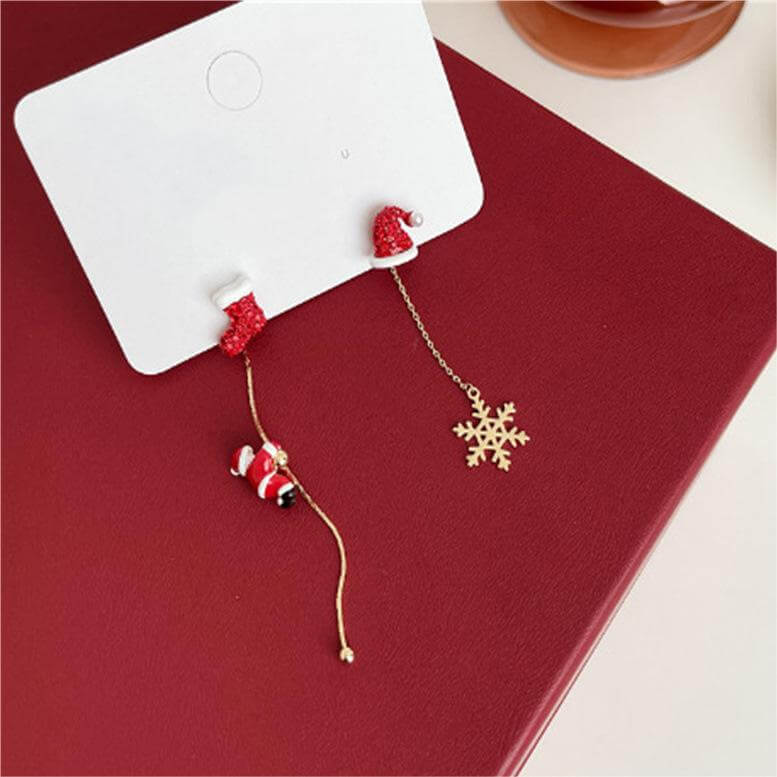 FEELIVE Creative Asymmetrical Design Slideable Christmas Series Earrings