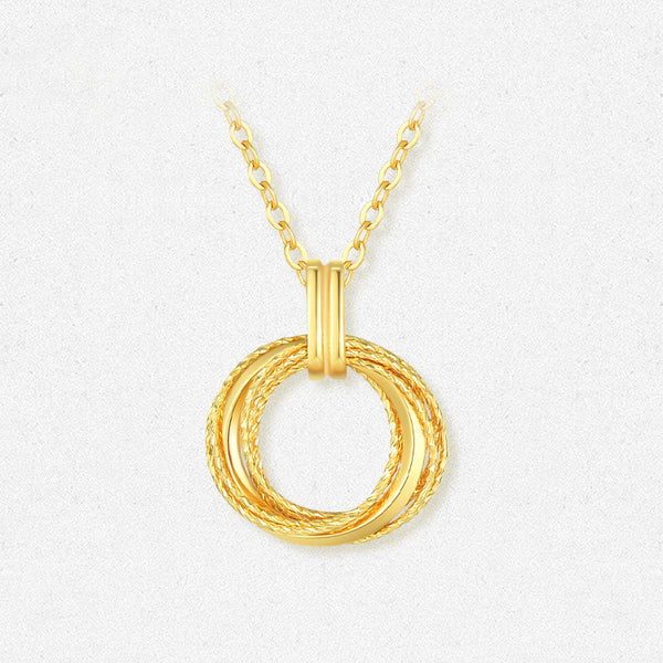 18K Gold Circle C Double Mobius Necklace