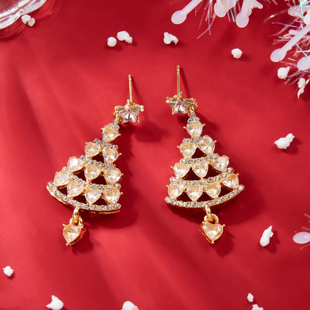 FEELIVE Christmas Sale - Sparkling Christmas Tree Zircon Drop Earrings 🎄