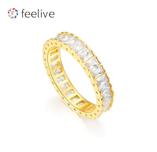 FEELIVE Channel Setting Crystal Palace Ring S925 Full Set of Zircons