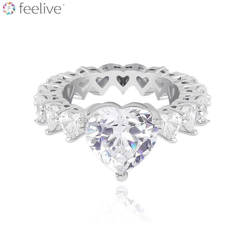 FEELIVE Luxury Style Heart Shaped Cut Gem Eternity Ring