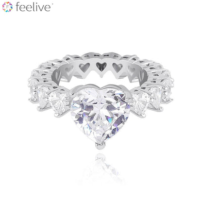 FEELIVE Luxury Style Heart Shaped Cut Gem Eternity Ring