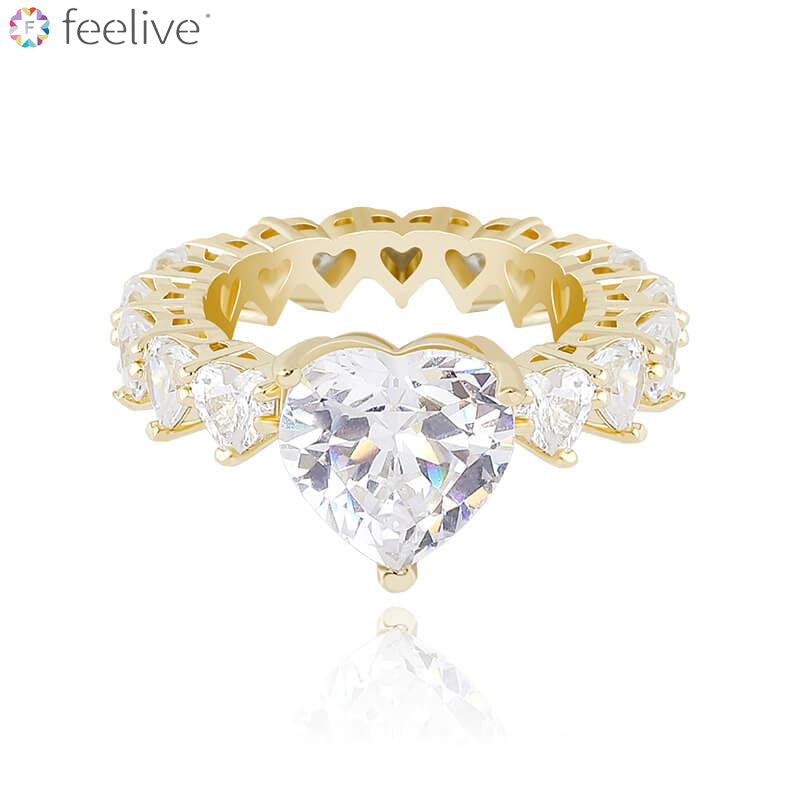 FEELIVE Luxury Style Heart Shaped Cut Gem Eternity Ring