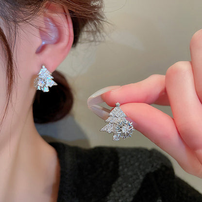 FEELIVE Creative Spinning Snowflake Christmas Tree Earrings