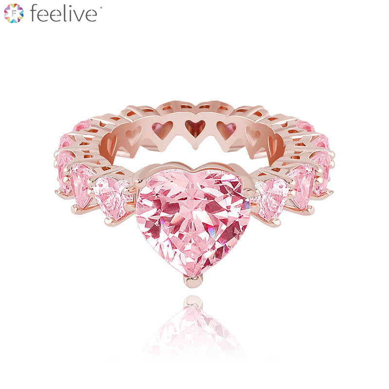 FEELIVE Luxury Style Heart Shaped Cut Gem Eternity Ring