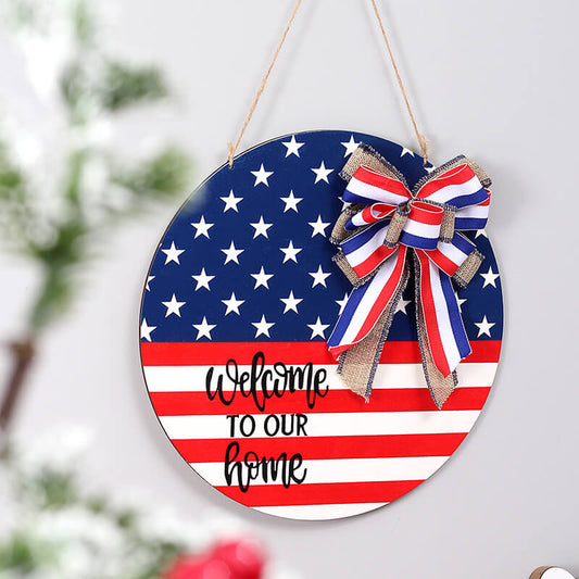 Independence Day American Flag Door Ornament Wooden Hanging Tag - Feelive